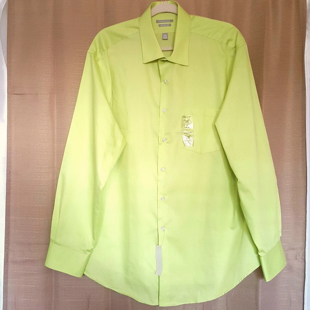 Van Heusen Chartreuse Men's Shirt Size 2X 18 34-35